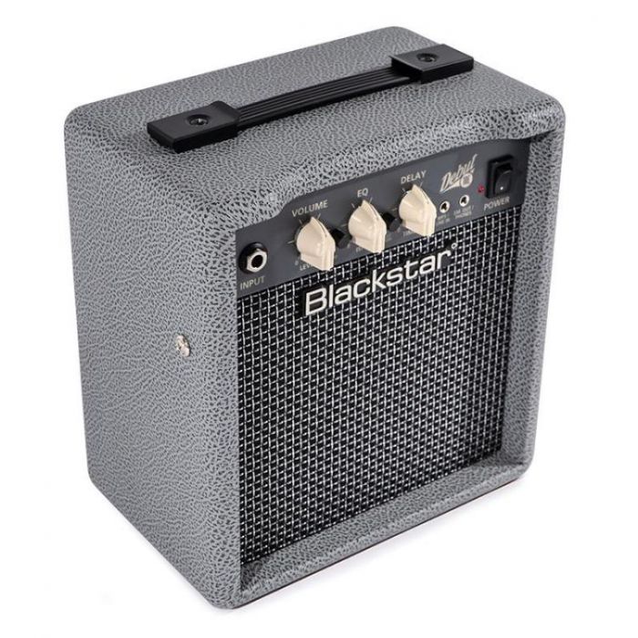 Right-angled view of a Blackstar Debut 10E Bronco Grey 10w Combo Amp