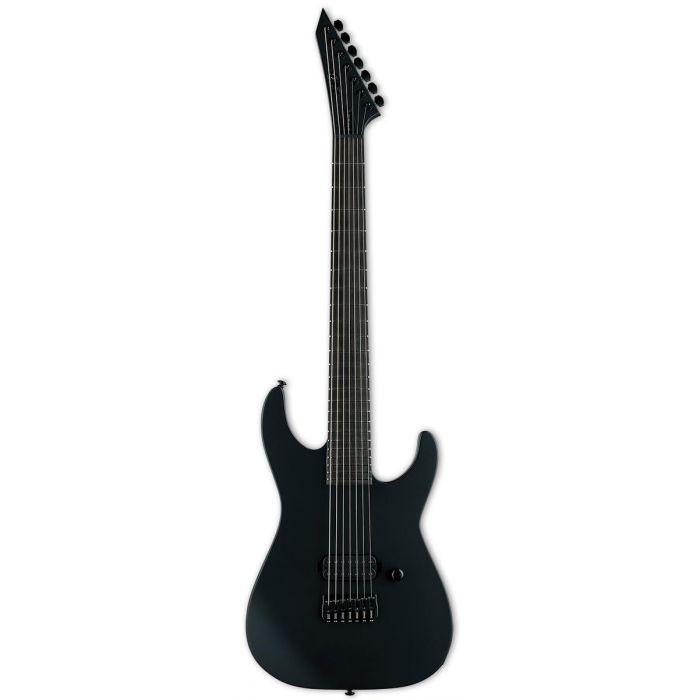 ESP LTD M-7HT Baritone Black Metal Guitar, Black Satin front view