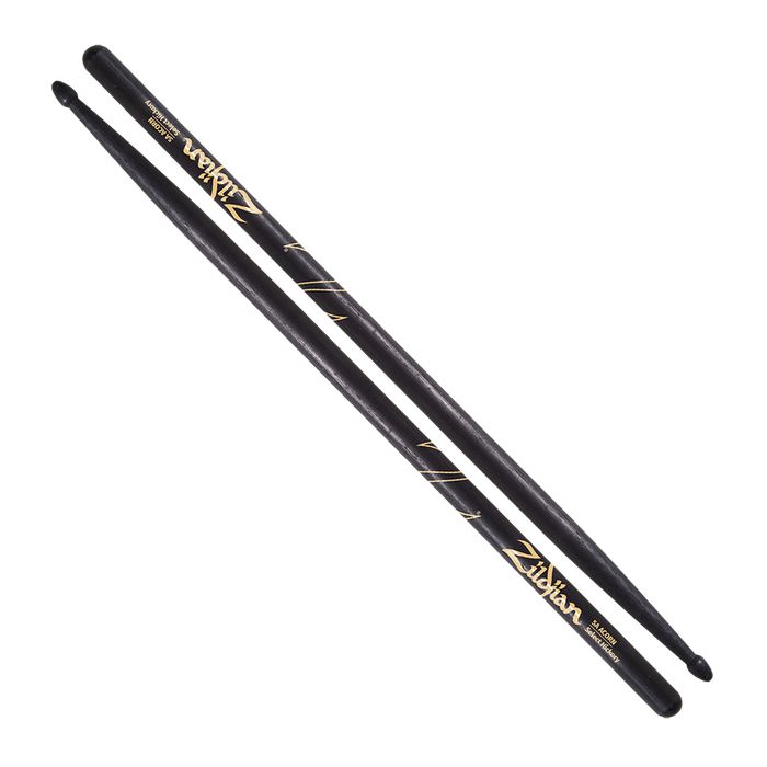 View of Zildjian 5A Wood Tip Black Drumsticks