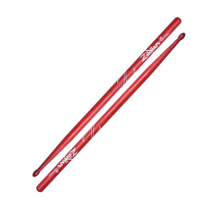View of Zildjian 5A Wood Tip Red Drumsticks