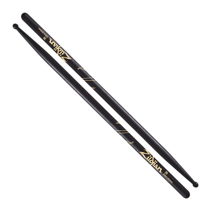 View of Zildjian 7A Wood Tip Black Drumsticks