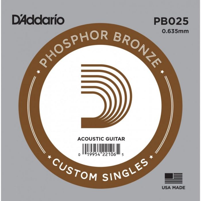 Overview of the D'Addario PB025 Phosphor Bronze Acoustic Guitar Single String .025