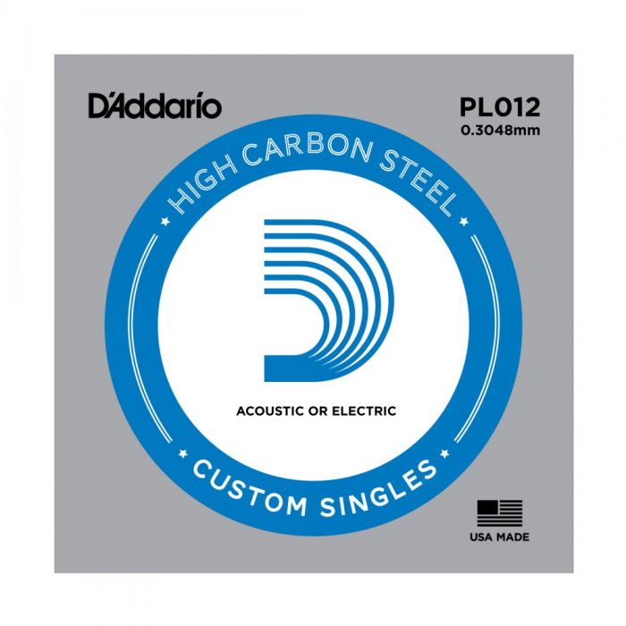 Overview of the D'Addario High Carbon Plain Steel .012 Single Guitar String