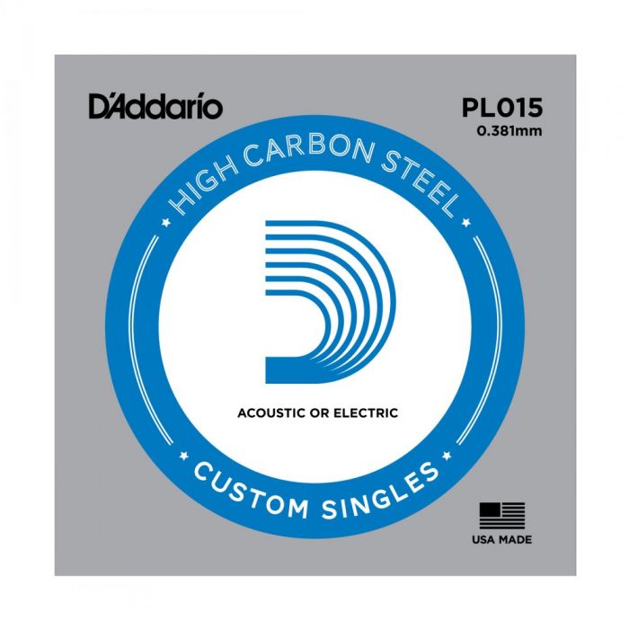 Overview of the D'Addario High Carbon Plain Steel .015 Single Guitar String