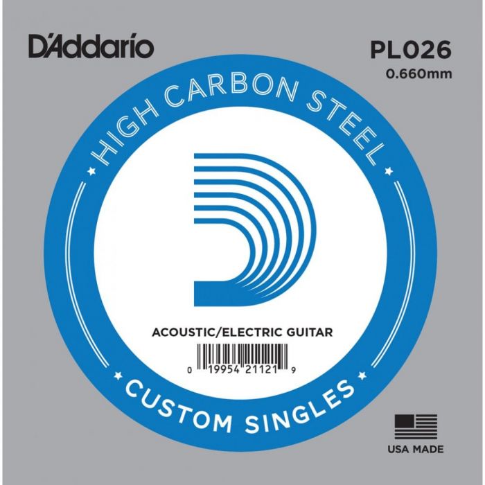 Overview of the D'Addario High Carbon Plain Steel .026 Single Guitar String