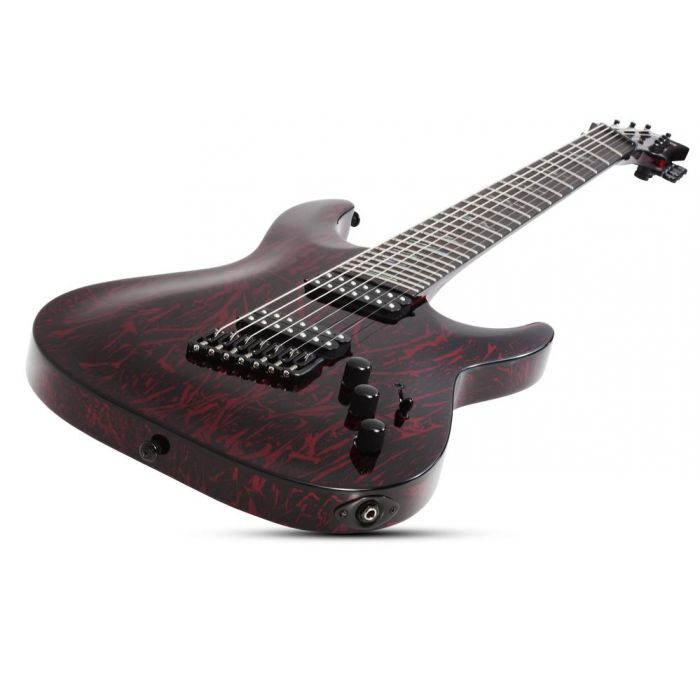 Schecter C 7 MS Silver Moutain Blood Moon, angled body view