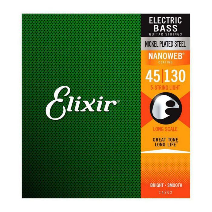 Front View of Elixir E14202 Nanoweb Bass 5 String Light, 45-130