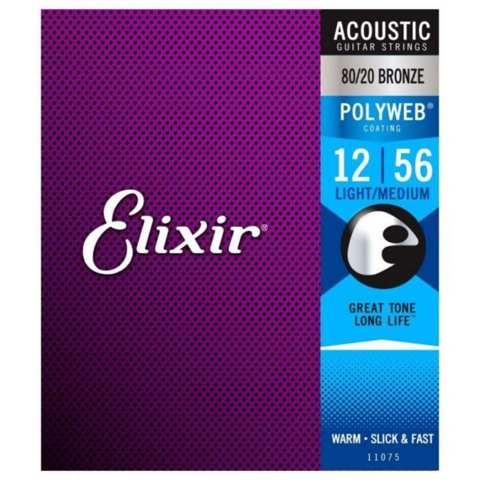 Front View of Elixir Polyweb 80/20 Bronze Acoustic Strings 12-56