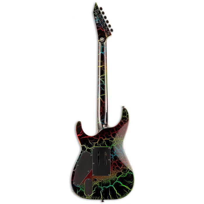 Rear view of an ESP LTD M-1 Custom 87 Electric Guitar, Rainbow Crackle