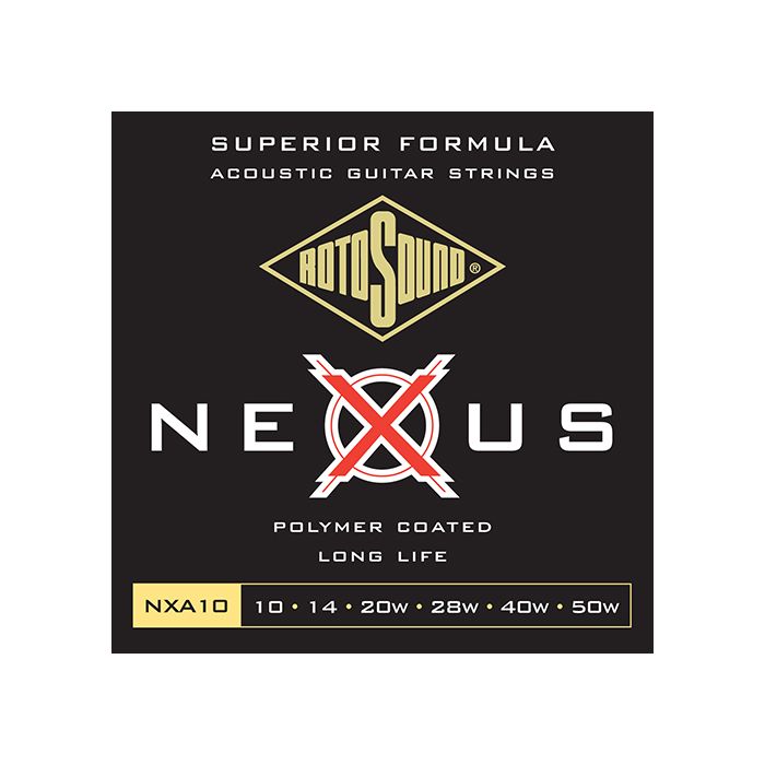 Overview of the Rotosound NXA10 Nexus Polymer Coated Phosphor Bronze Acoustic Guitar Strings 10-50