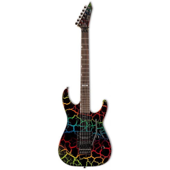 ESP LTD Mirage Deluxe 87 Electric Guitar, Rainbow Crackle front view