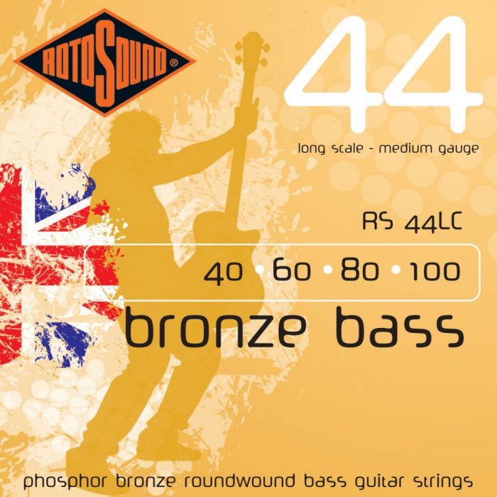 Overview of the Rotosound RS44LC Bronze Bass Phosphor Bronze Roundwound Bass Guitar Strings 40-100 Long Scale