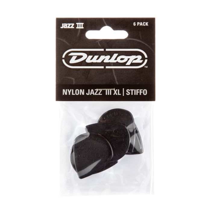 Overview of the Dunlop Nylon Jazz III XL Black Guitar Picks (6 Pack)
