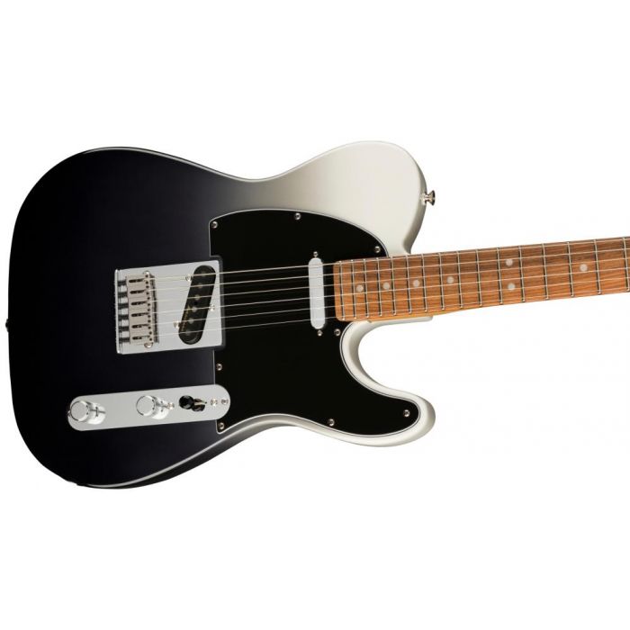 Fender Player Plus Telecaster PF Silver Smoke, angled view of the body