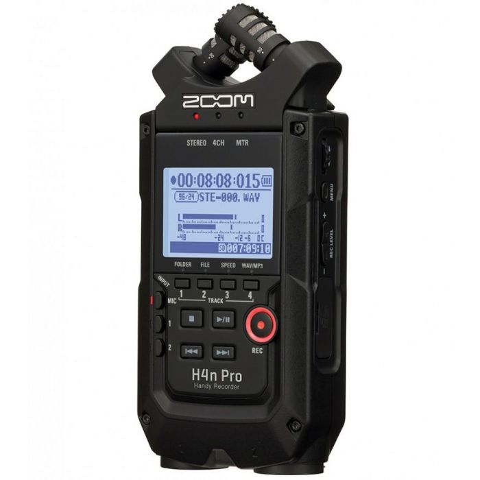 Front Angled View of Zoom H4n Pro Handy Recorder Black