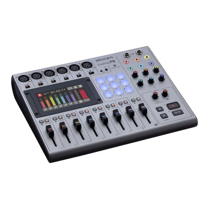Top Angled View of ZOOM P8 PodTrak Podcasting Mixer and Interface