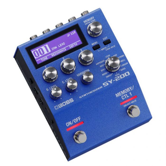 Angled view of a BOSS SY-200 Guitar Synth Pedal