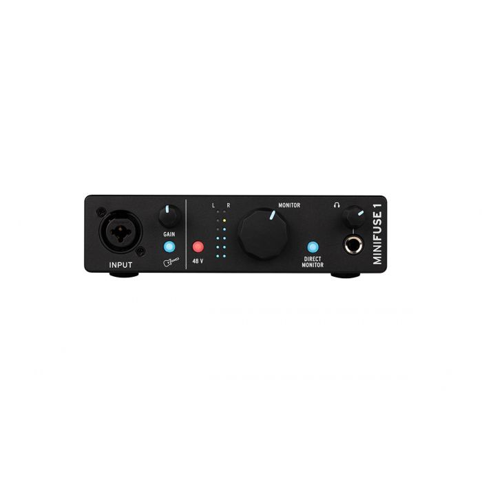 Front view of the Arturia MiniFuse 1 USB Audio Interface Black