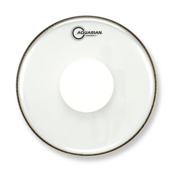 Front View of Aquarian 14" Response 2 Clear with Power Dot Drumhead