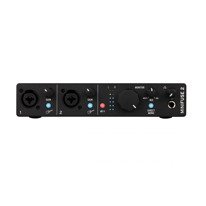 Front view of the Arturia MiniFuse 2 USB Audio Interface Black
