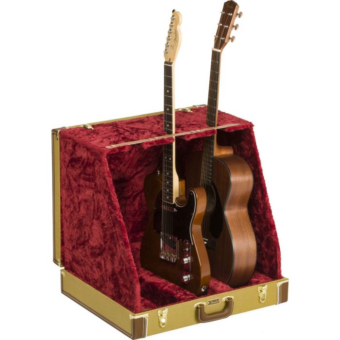 View of Fender Classic SRS Case Stand 3 Tweed with Guitars