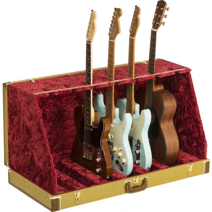 View of Fender Classic SRS Case Stand 7 Tweed with Guitars