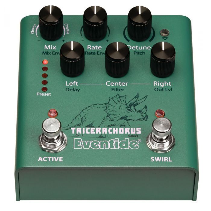 Angled view of an Eventide Tricerachorus Pedal