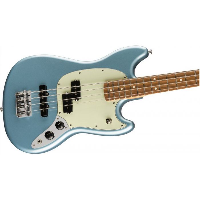 Fender Limited Edition Mustang Pj Bass Tidepool, angled view