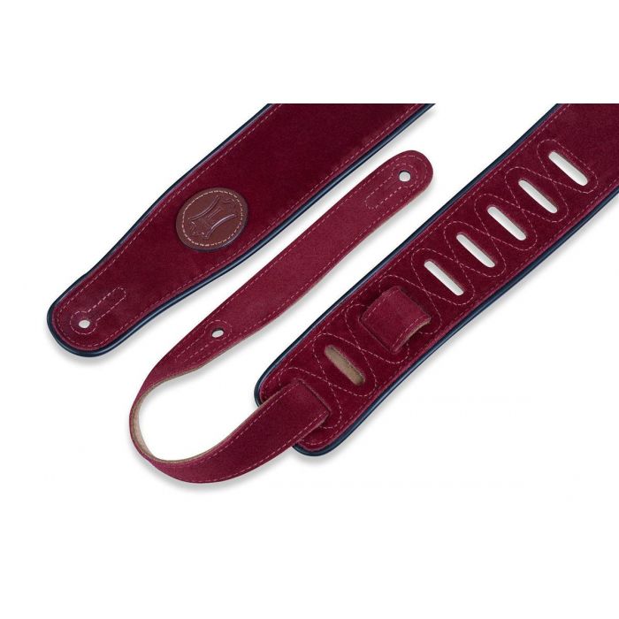Levy's MSS3 Burgundy Suede Guitar Strap View of Both Ends