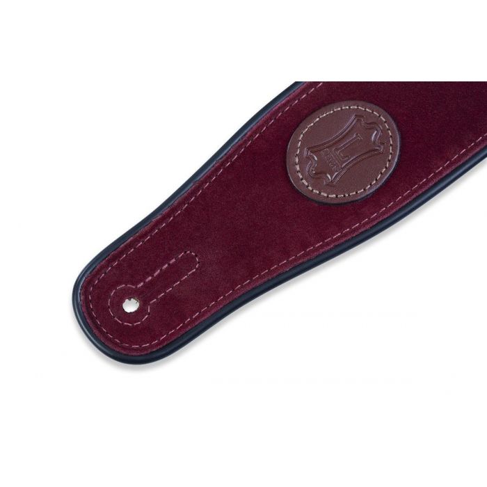 Levy's MSS3 Burgundy Suede Guitar Strap Detailed End View