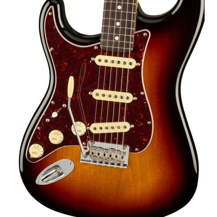 Fender American Professional II Strat LH 3 color Sunburst Rw, angled view
