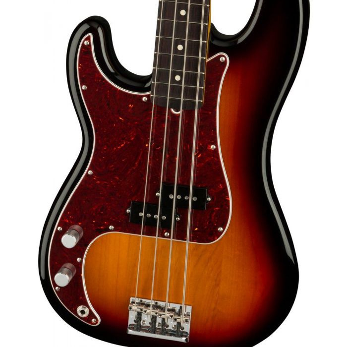 Fender American Professional II Precision LH 3 color Sunburst Rw, angled view