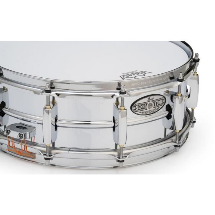 Pearl Sensitone Heritage Alloy 14" x 5" Steel Snare Close Up Detail