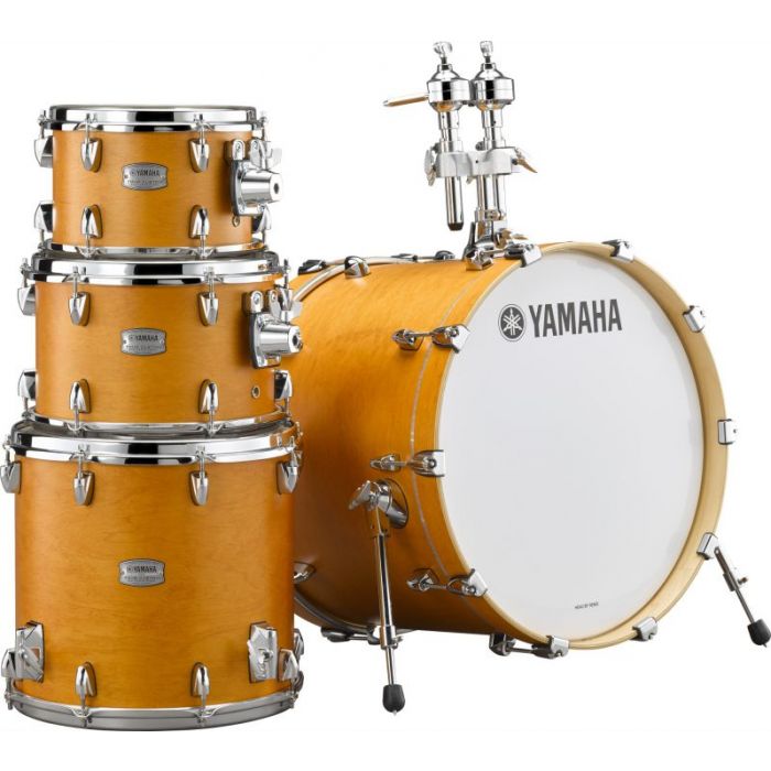 Overview of the Yamaha Tour Custom Drum Shell Set with 22" Kick Drum in Caramel Satin finish