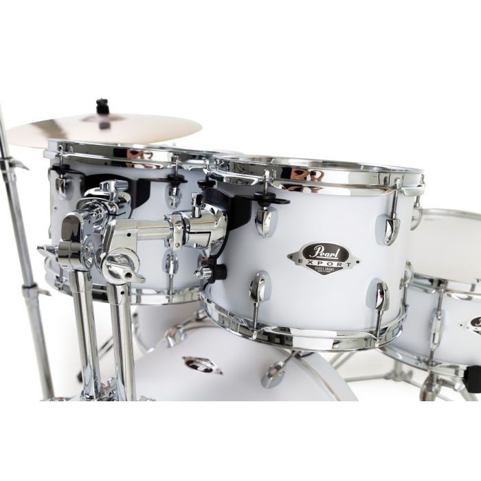 Pearl Export 20" Studio Set w/ Hardware & Cymbals, Matte White Zoom 2