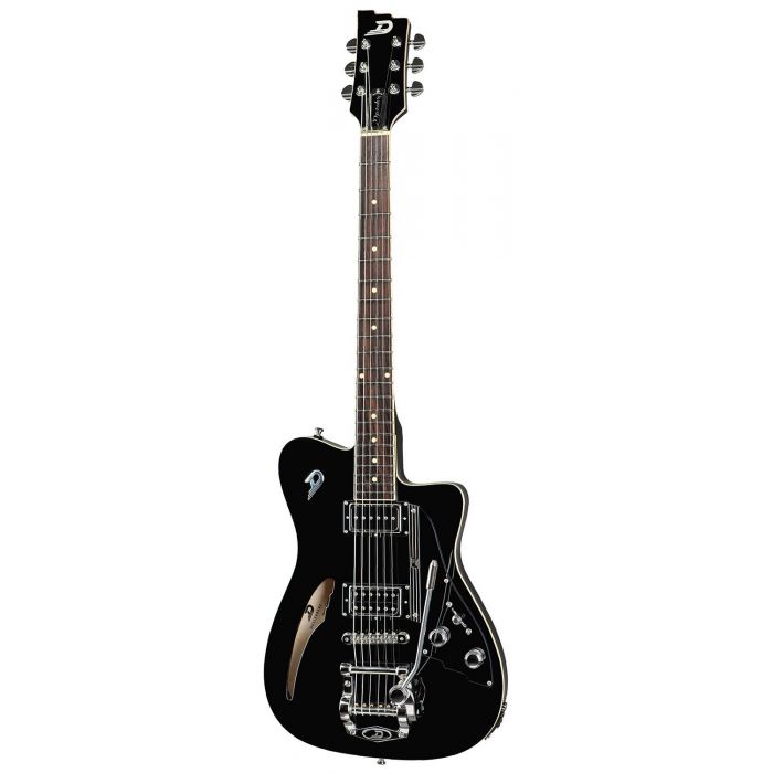 Duesenberg Caribou Tremolo Semi-Hollow Guitar, Black front view