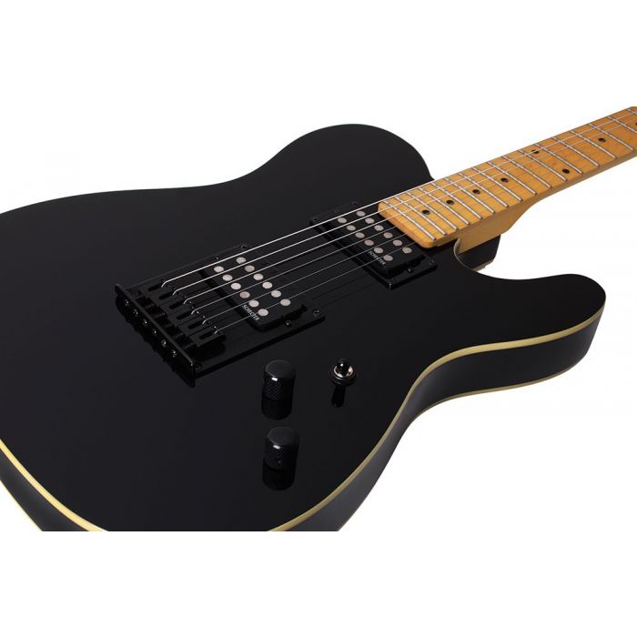 Schecter PT Electric Guitar, Gloss Black body closeup
