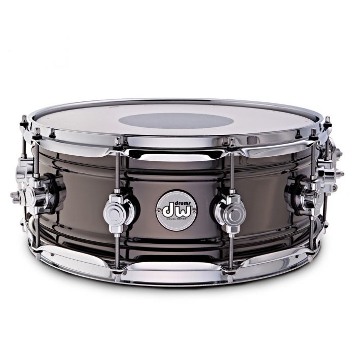 DW Design 14" x 5.5" Black Nickel Over Brass Snare Drum Front View