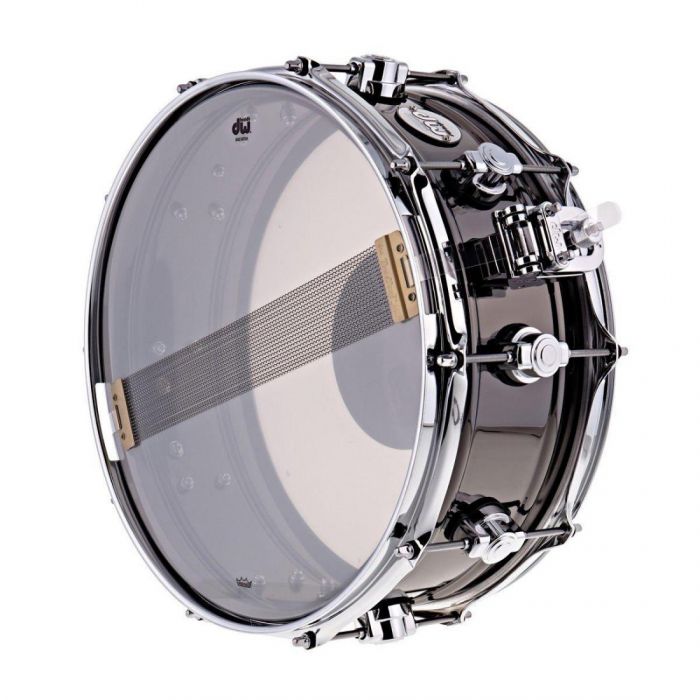DW Design 14" x 5.5" Black Nickel Over Brass Snare Drum Side View