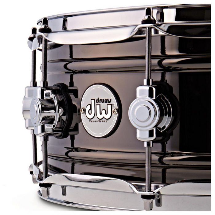 DW Design 14" x 5.5" Black Nickel Over Brass Snare Drum Detailed View