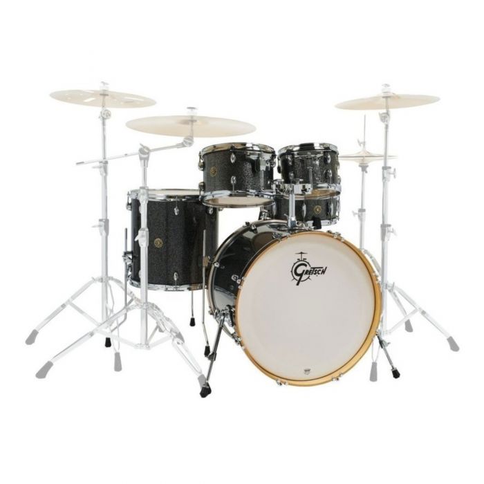 Gretsch Catalina Maple 22" 5-Piece Shell Pack, Black Stardust Front Facing Kit