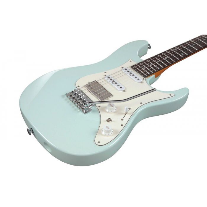 Ibanez Az2204nw Electric Guitar With Case Mint Green, angled view