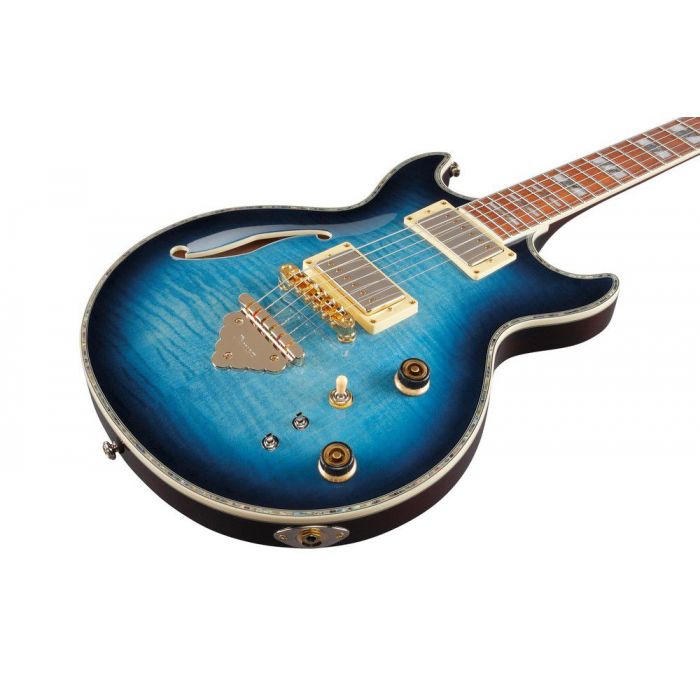 Ibanez Ar520hfm Electric Guitar Light Blue Burst, angled view
