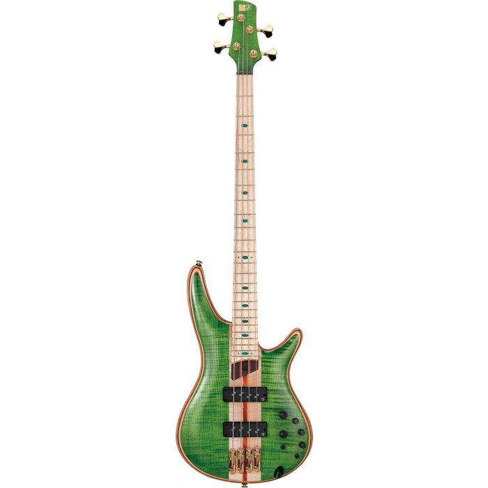 Ibanez Sr4fmdx Electric Bass Guitar With Bag Emerald Green Low Gloss, front view