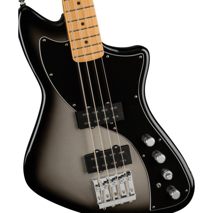 Fender Player Plus Active Meteora Bass MN Silverburst, body closeup