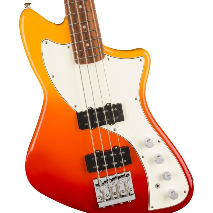 Fender Player Plus Active Meteora Bass PF Tequila Sunrise, body closeup
