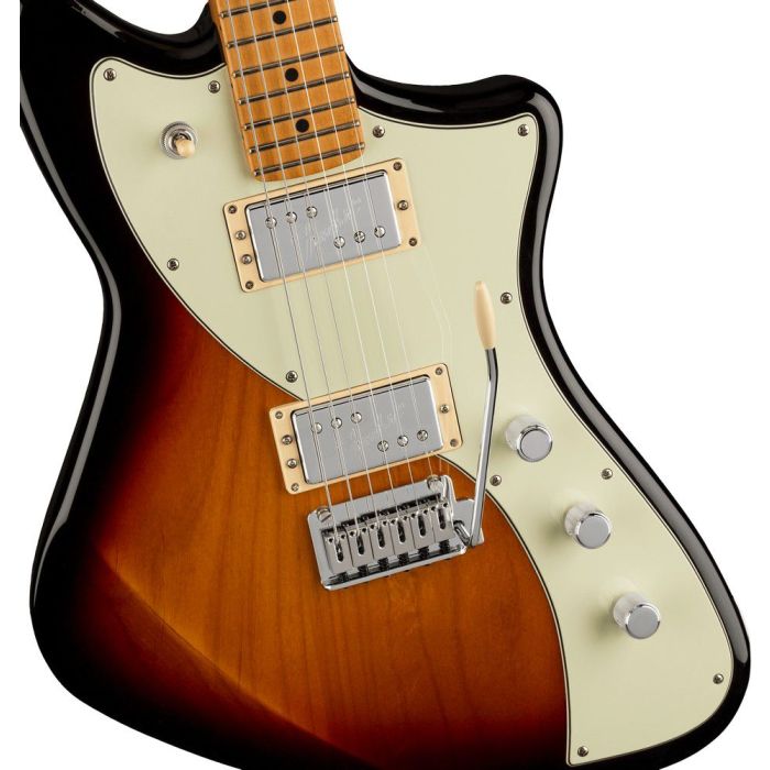 Fender Player Plus Meteora Hh MN 3 color Sunburst, body closeup
