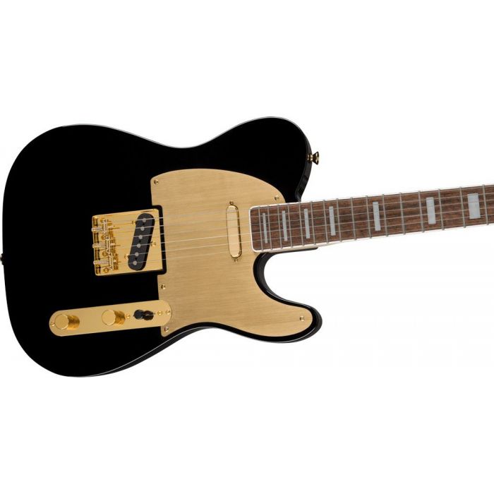 Squier 40th Anniv Telecaster Gold Edition LFB Gold Pickguard Black, angled view