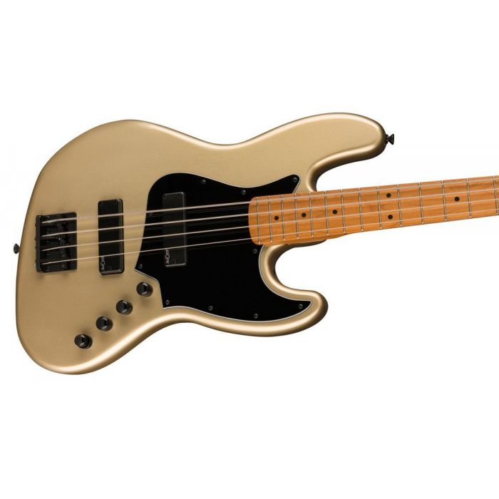 Squier Contemporary Active Jazz Bass Hh RMN Black PG Shoreline Gold, angled view