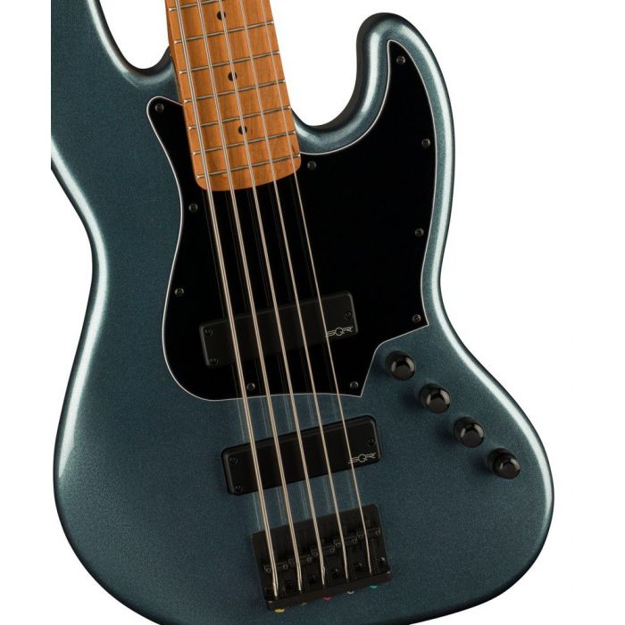 Squier Contemporary Active Jazz Bass Hh V RMN Black PG Gunmetal Metallic, body closeup